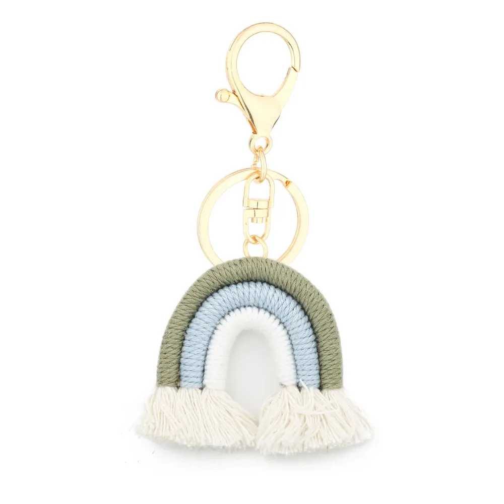 Kawaii 5cm Rainbow Tassel Keychains 🌈✨ | Cute Macrame Car Keyring & Bag Charm for Women 💖💼