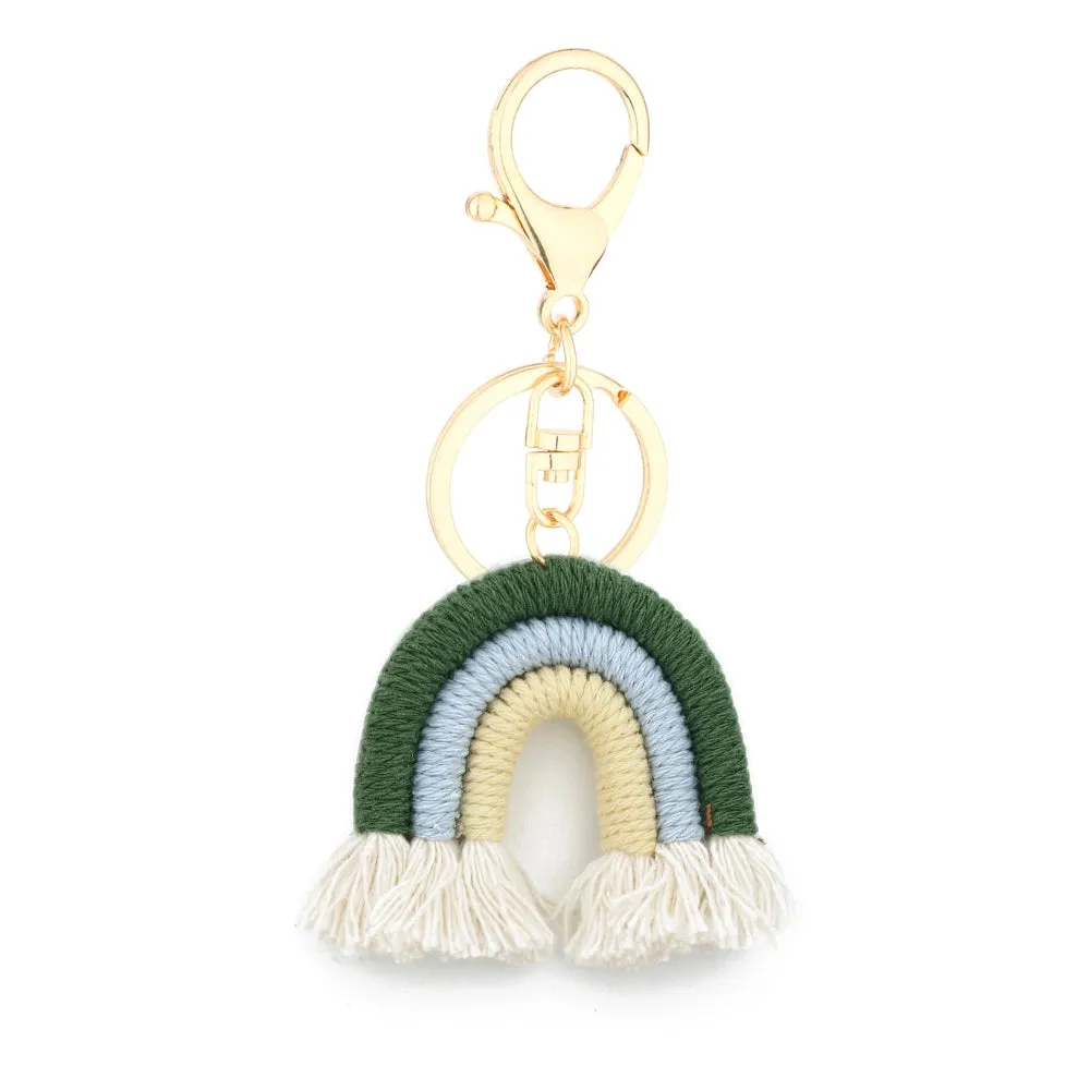 Kawaii 5cm Rainbow Tassel Keychains 🌈✨ | Cute Macrame Car Keyring & Bag Charm for Women 💖💼
