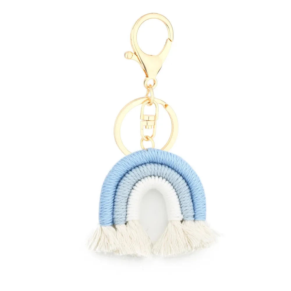 Kawaii 5cm Rainbow Tassel Keychains 🌈✨ | Cute Macrame Car Keyring & Bag Charm for Women 💖💼