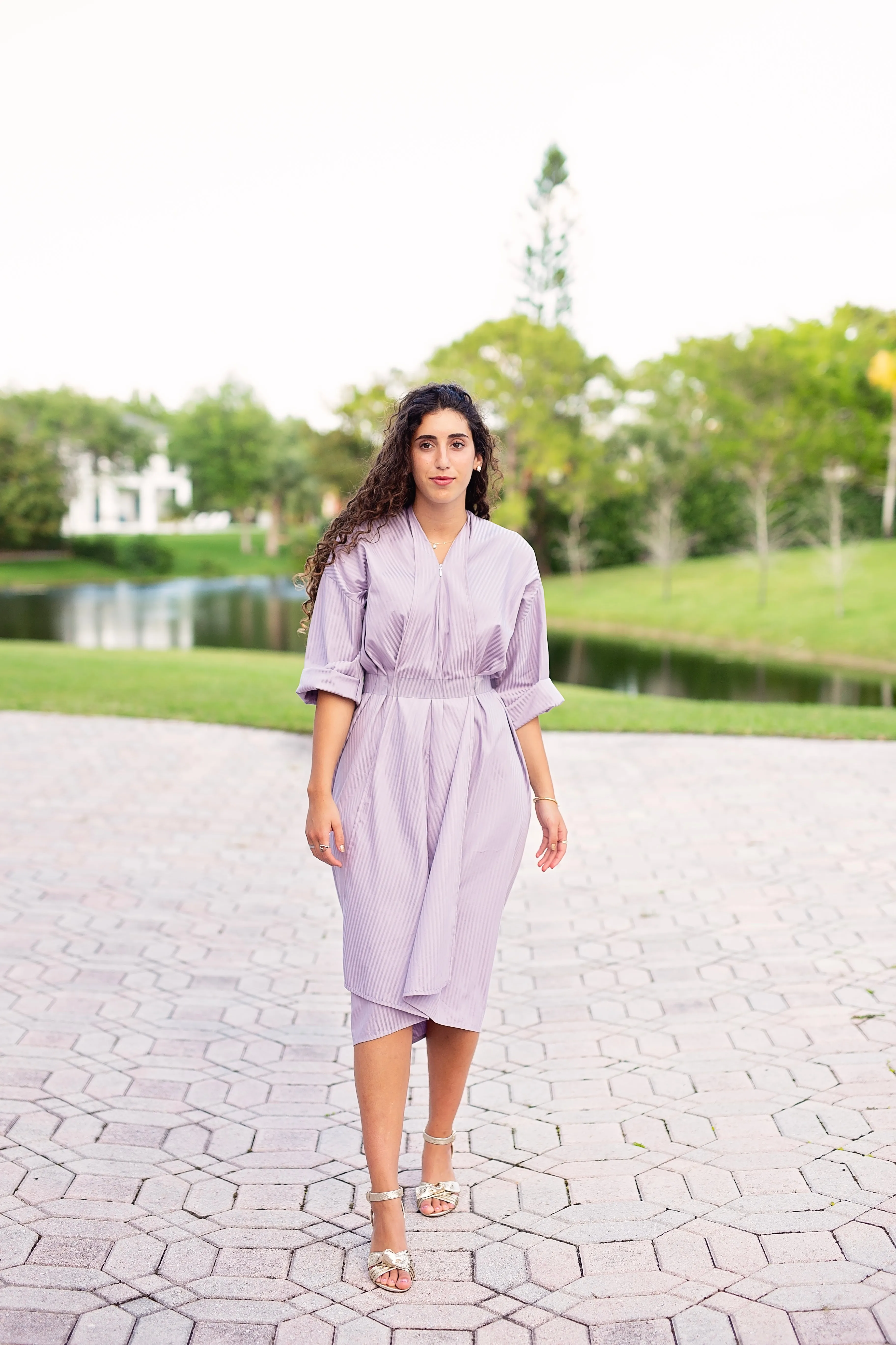 Keiko Dress - Lilac Stripe