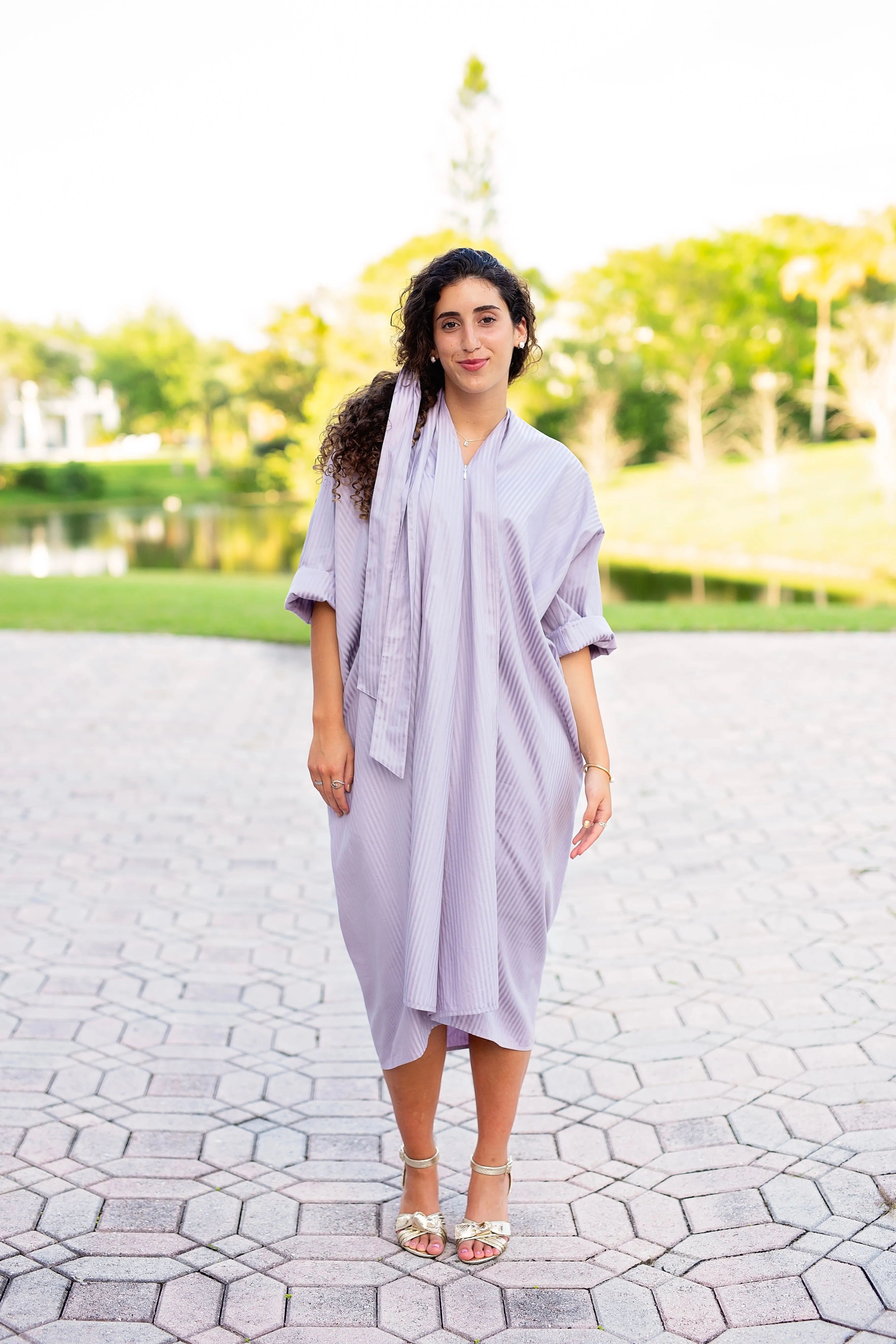 Keiko Dress - Lilac Stripe