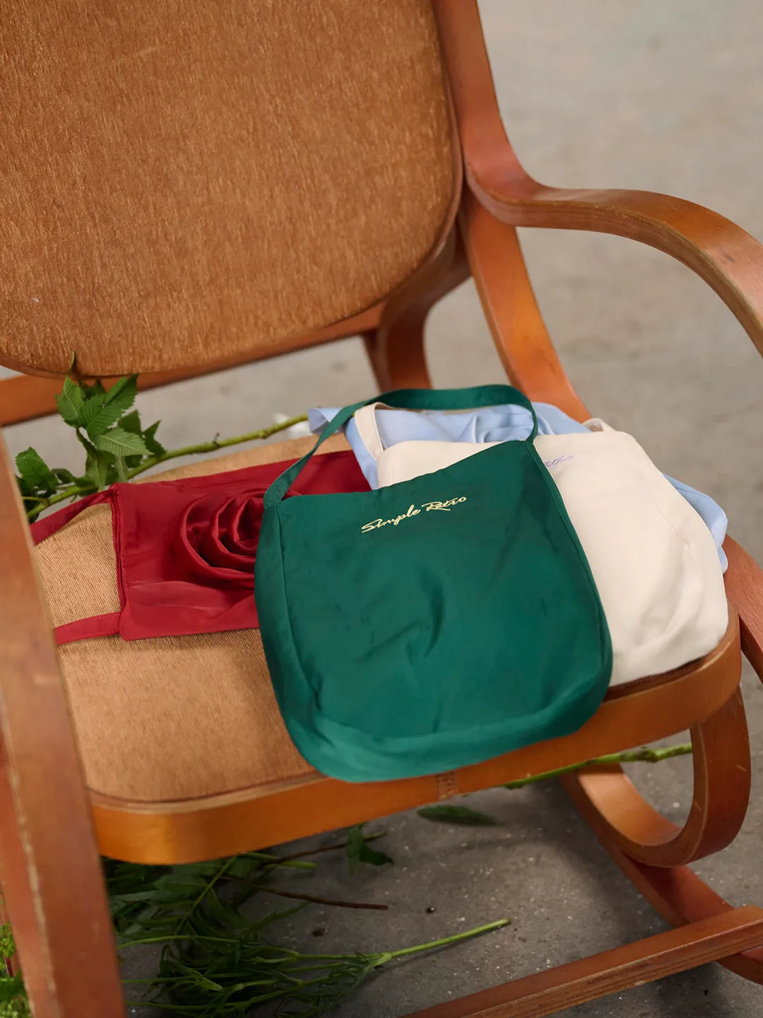 Keira Vintage SR Logo Embroidered Rose Bag