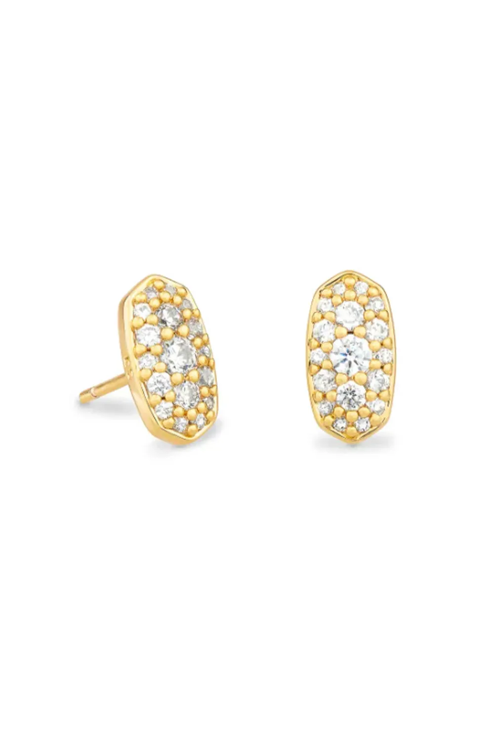 Kendra Scott Grayson Gold Stud Earrings in White Crystal | 4217719659