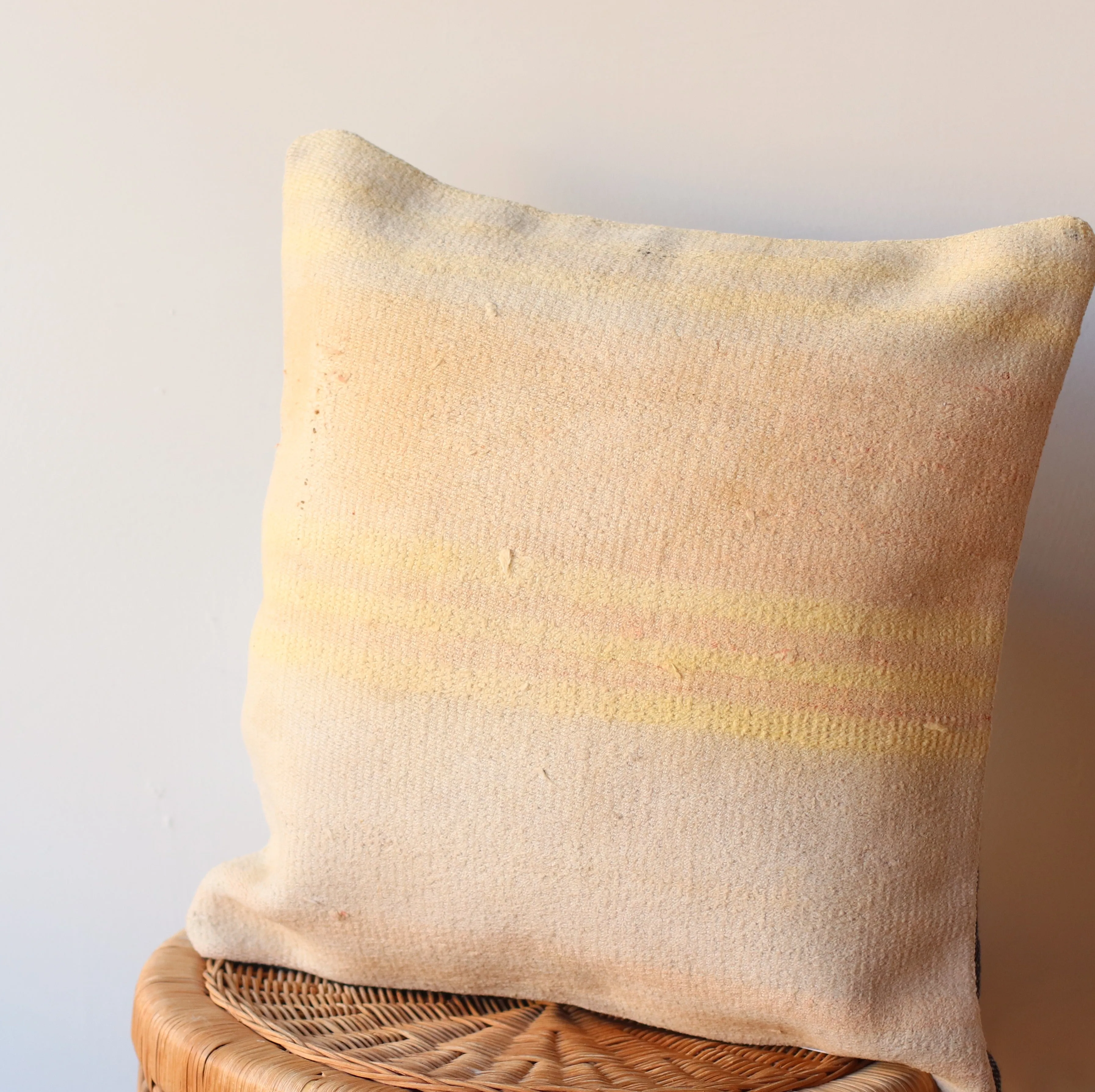 Kilim Pillow | Pale Yellow Striped Neutral, includes insert, 16"
