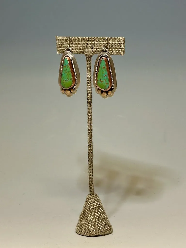 KINGMAN TURQUOISE MIXED METAL EARRINGS JK118