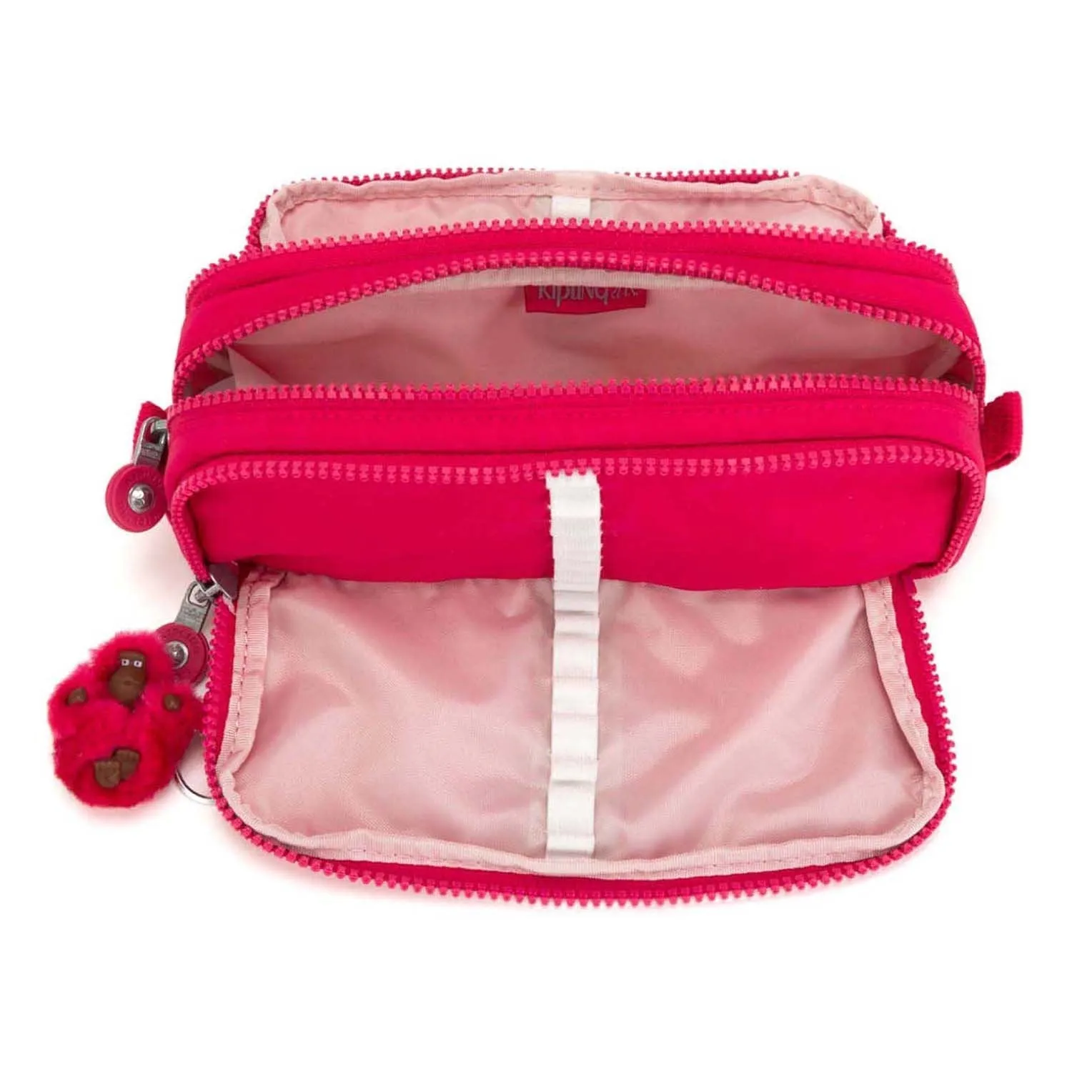 Kipling-Gitroy-Large zipped pencase with multiple compartments -True Pink-13564-09F