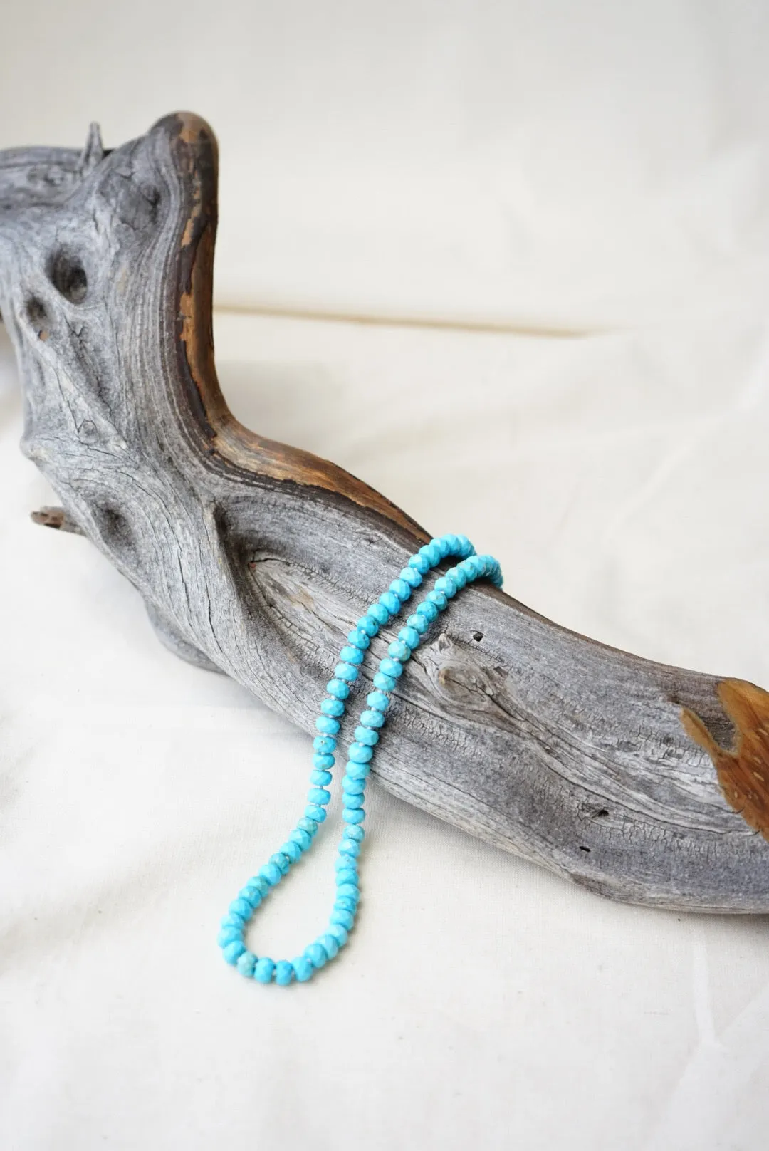 Knotted Faceted Turquoise Rondelles Layering Necklace