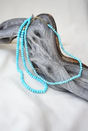 Knotted Faceted Turquoise Rondelles Layering Necklace