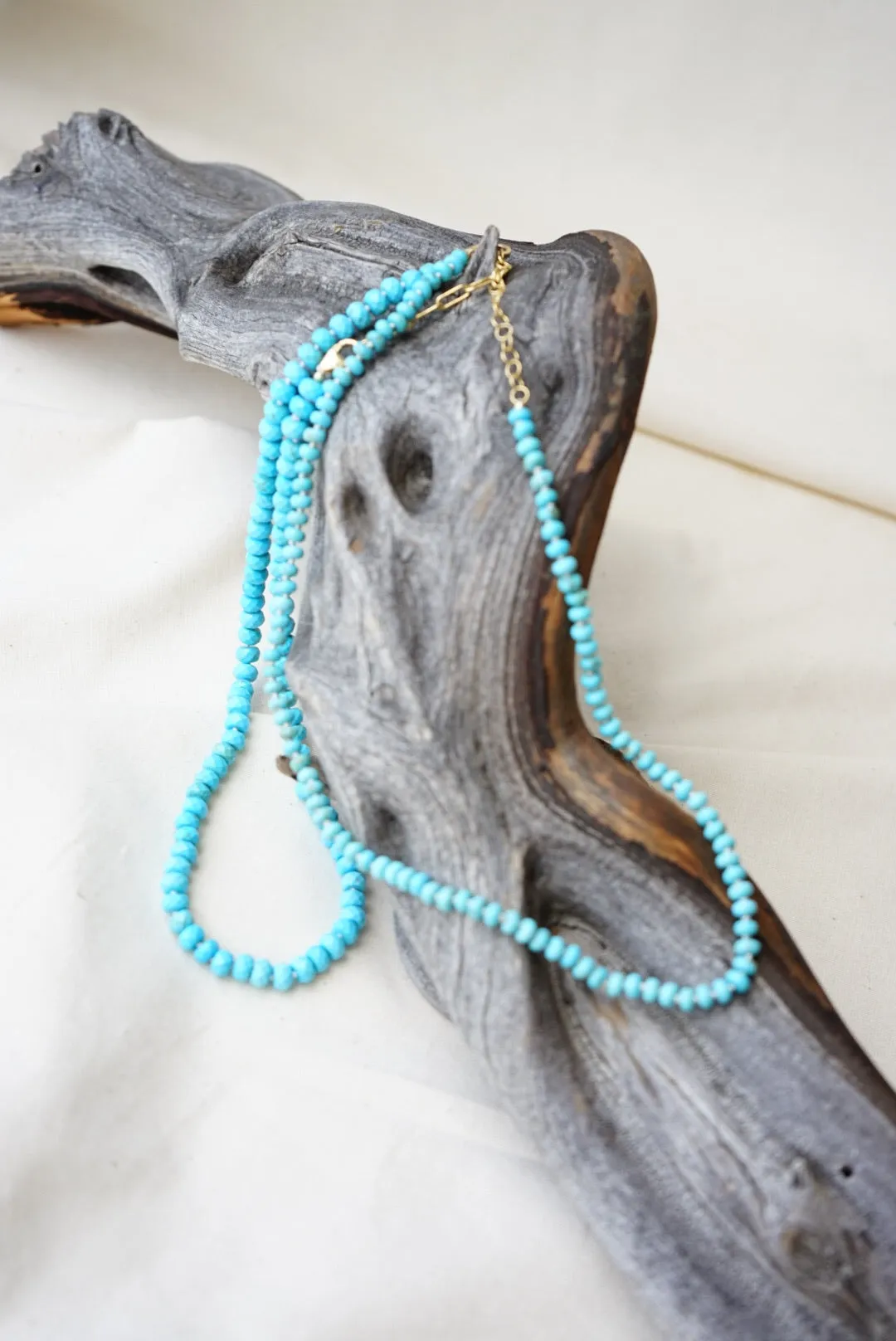 Knotted Faceted Turquoise Rondelles Layering Necklace