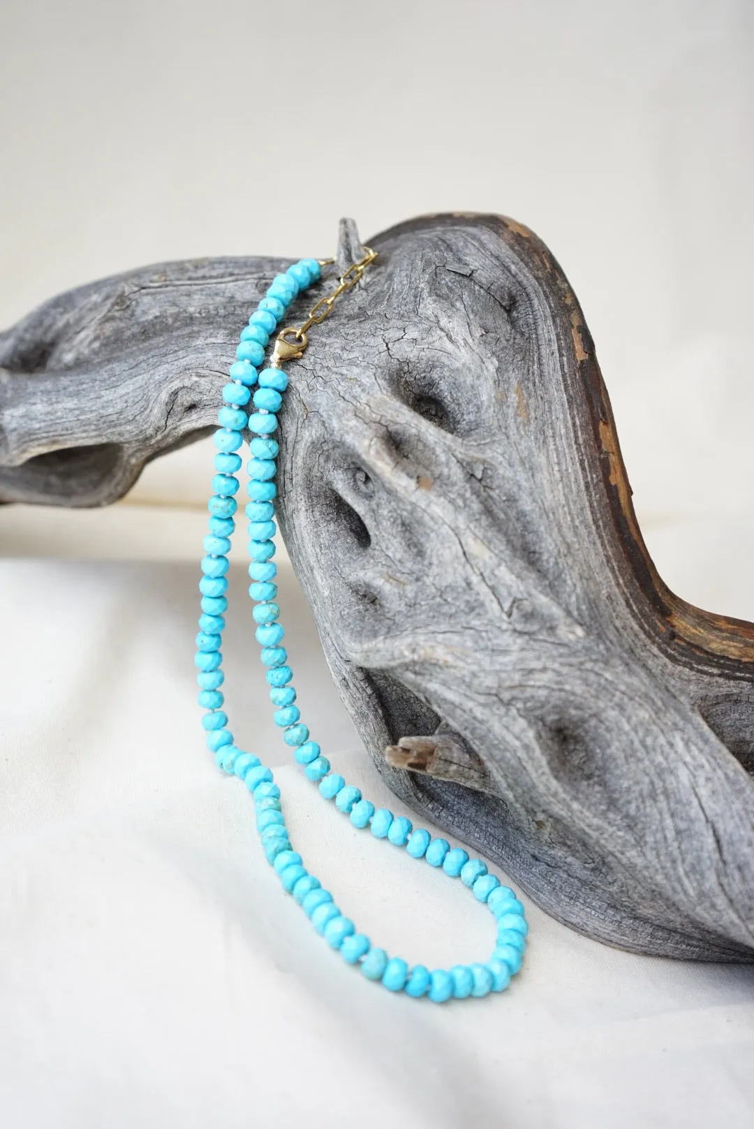 Knotted Faceted Turquoise Rondelles Layering Necklace