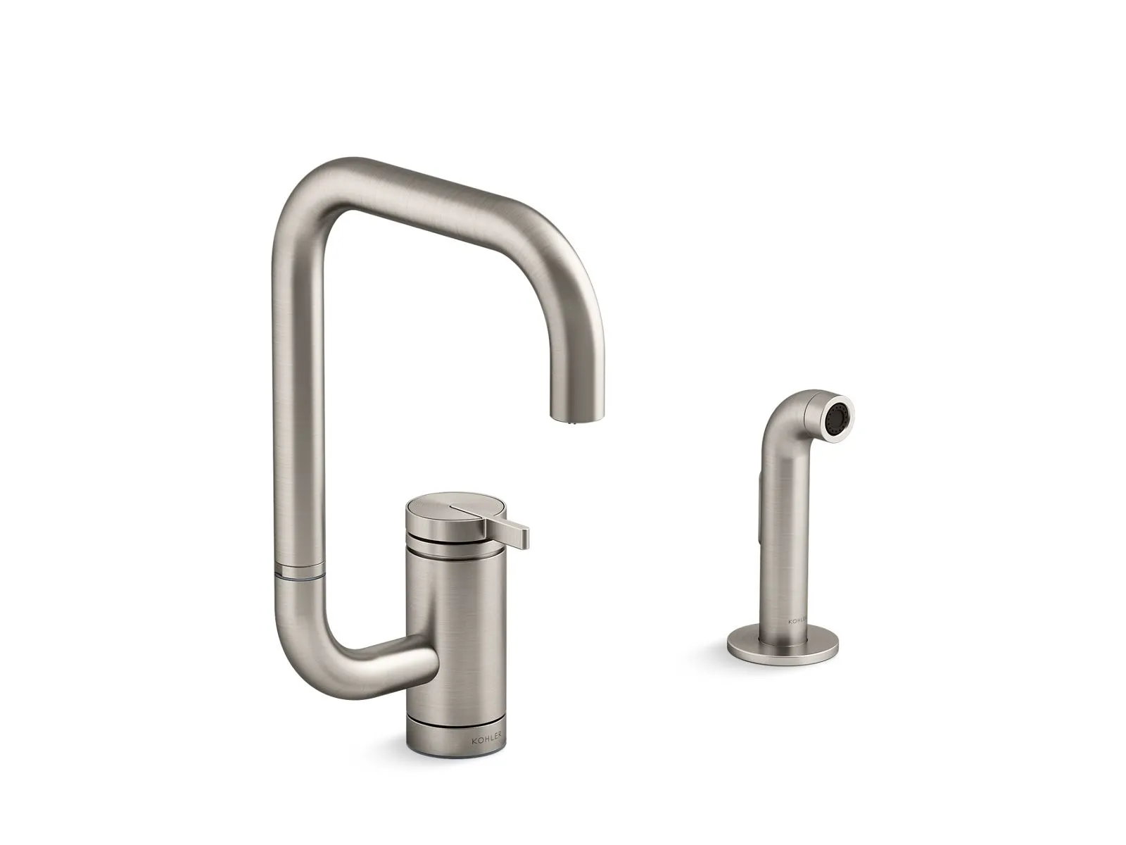 KOHLER K-28274 Components Single-handle kitchen sink faucet with two-function extended-reach spout and side sprayer