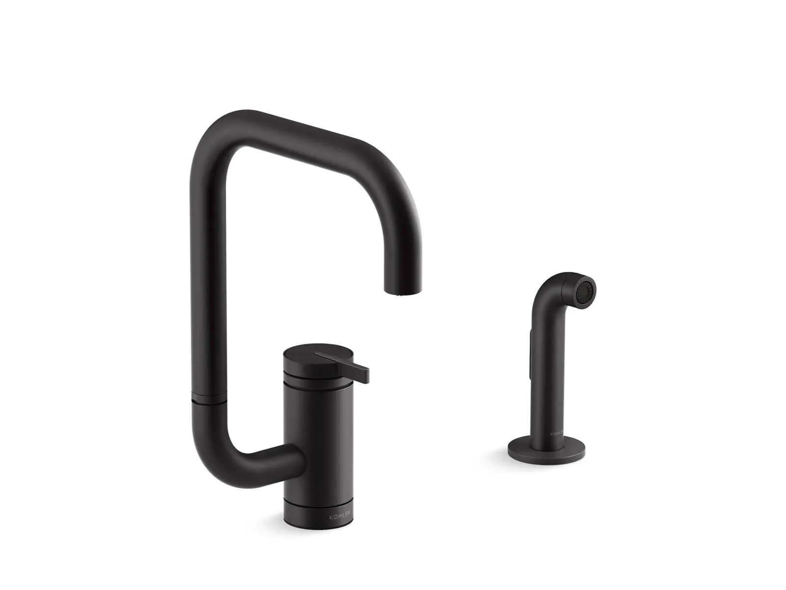 KOHLER K-28274 Components Single-handle kitchen sink faucet with two-function extended-reach spout and side sprayer