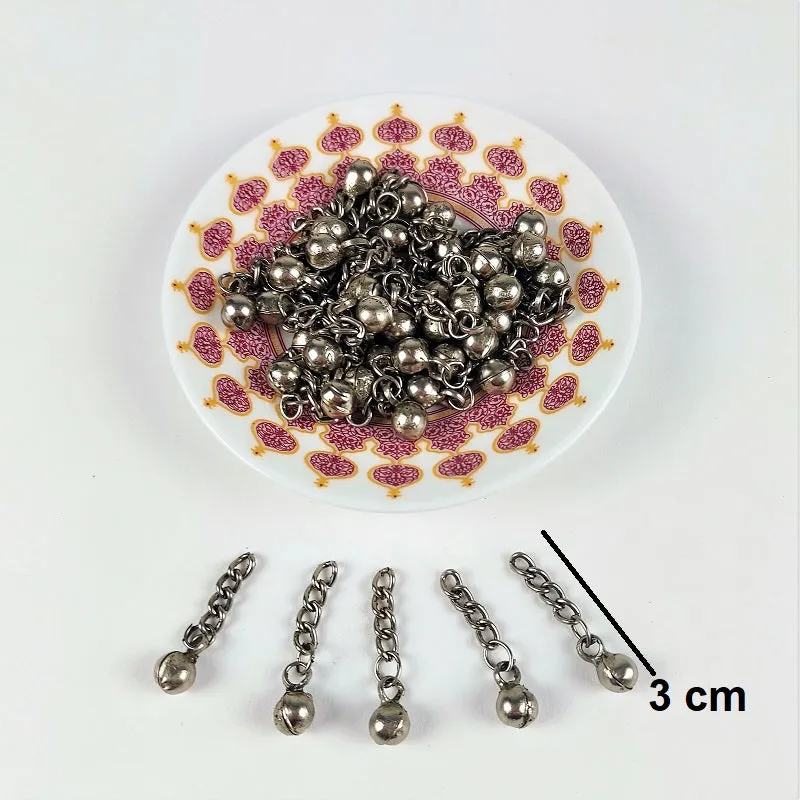 Kuchi chain hanger with miniature bell, 30 x 5 mm - pack of 50 grams