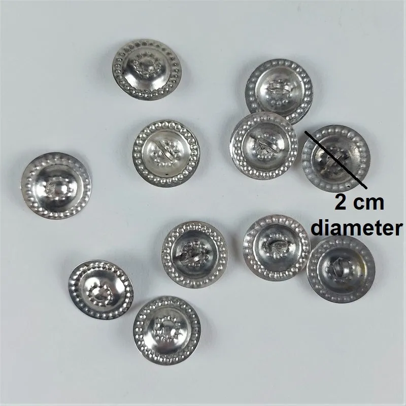 Kuchi hammered buttons, 20 mm diameter - pack of 50 grams
