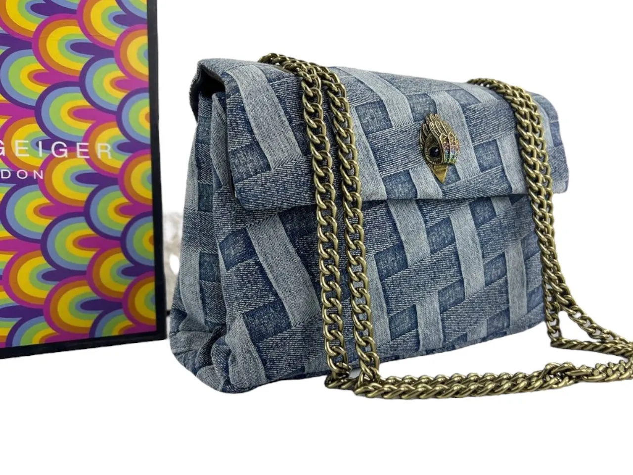 Kurt Geiger London Denim Chain Shoulder Bag