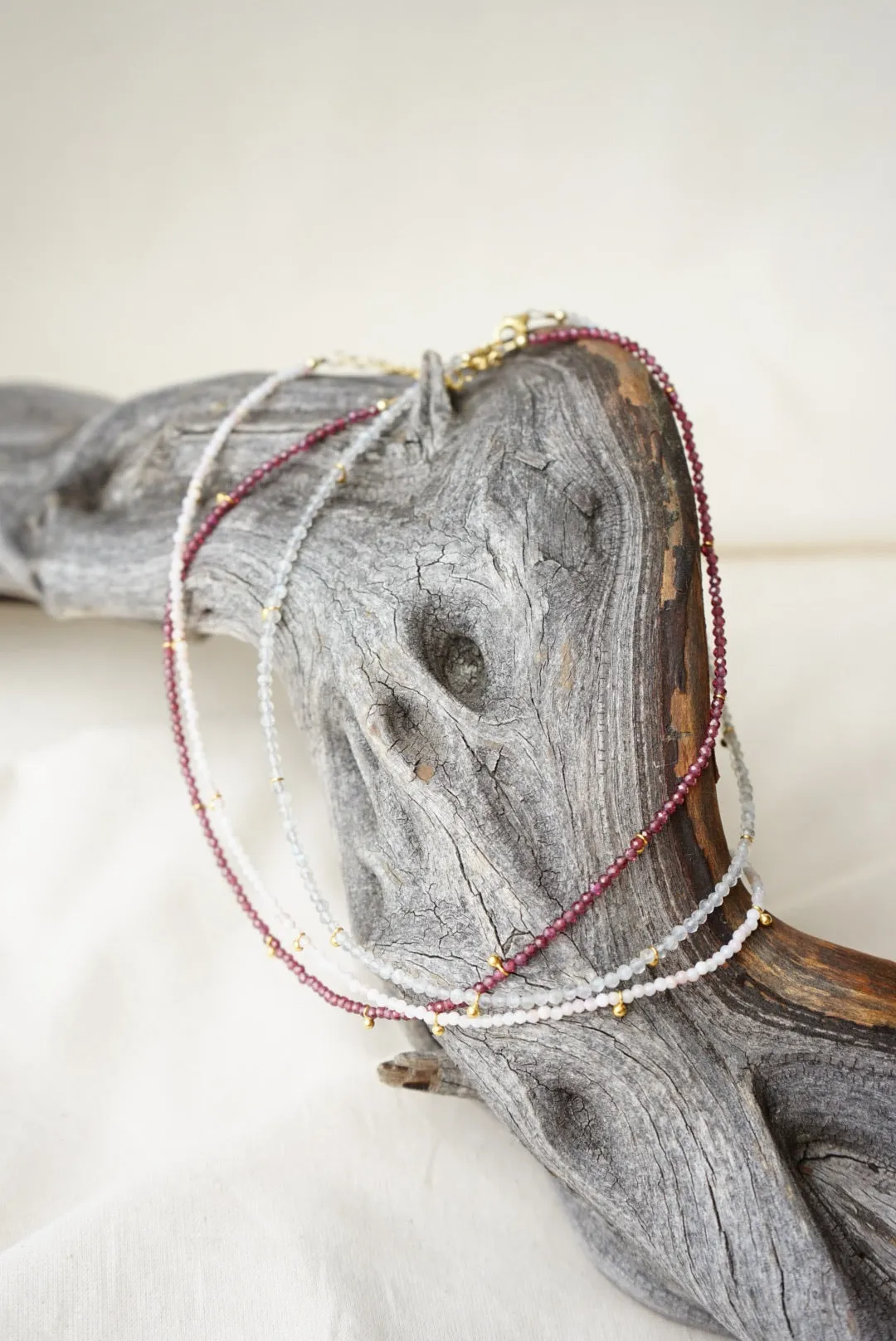 Laboradorite & Gold Drops Necklace