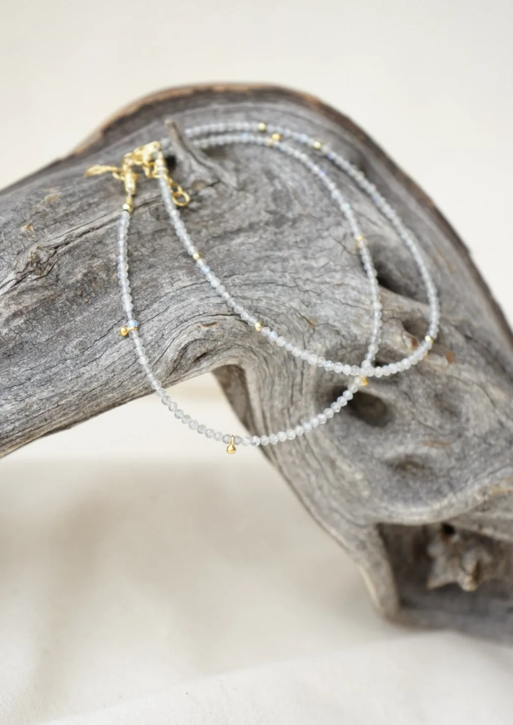 Labradorite & Gold Drops Anklet