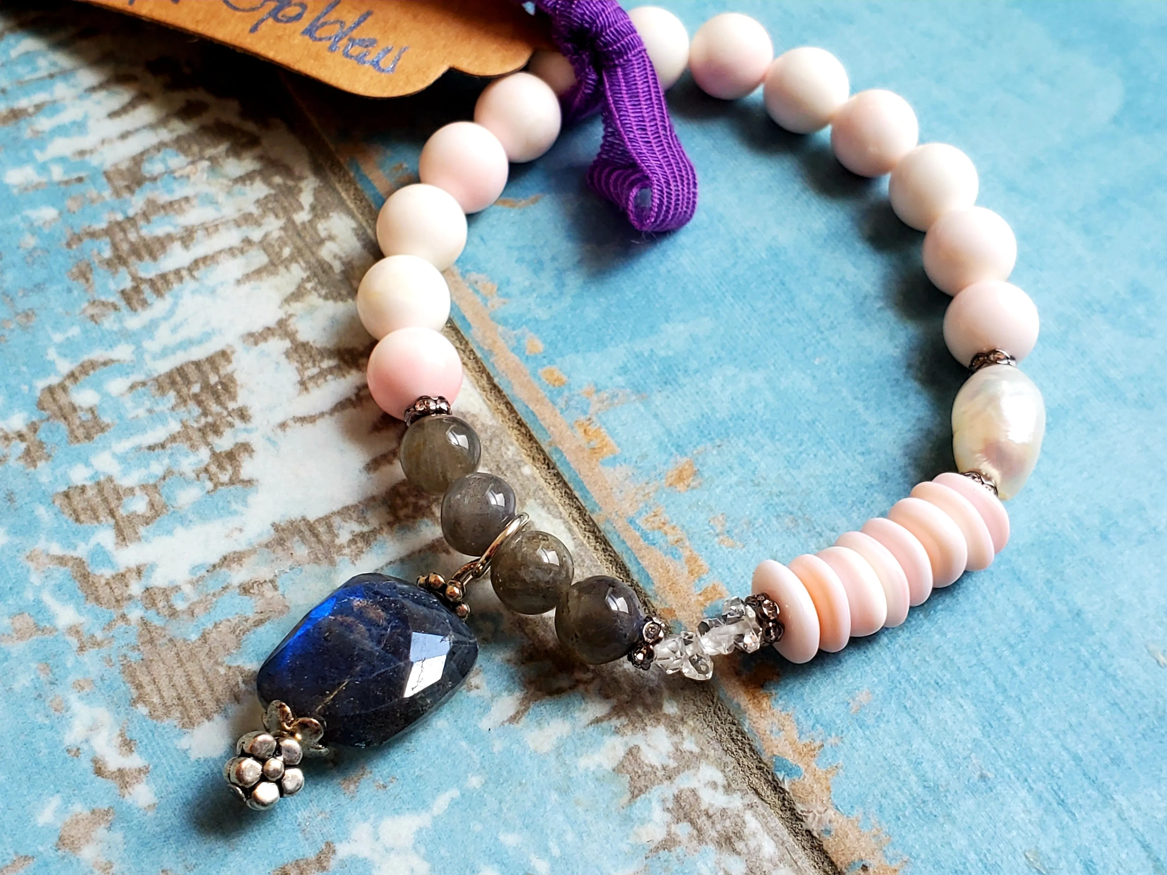 Labradorite and Herkimer Diamond Bracelet