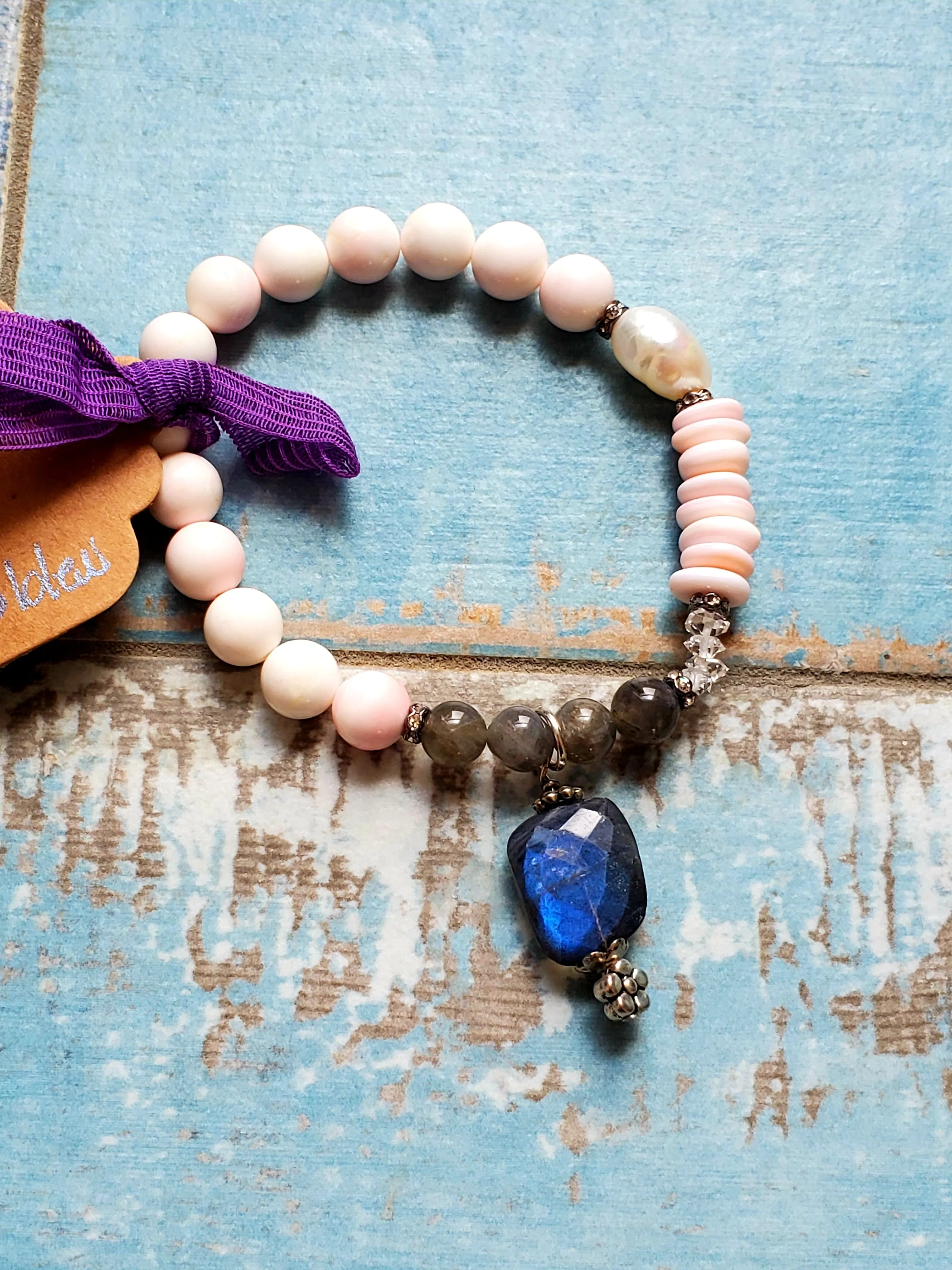 Labradorite and Herkimer Diamond Bracelet