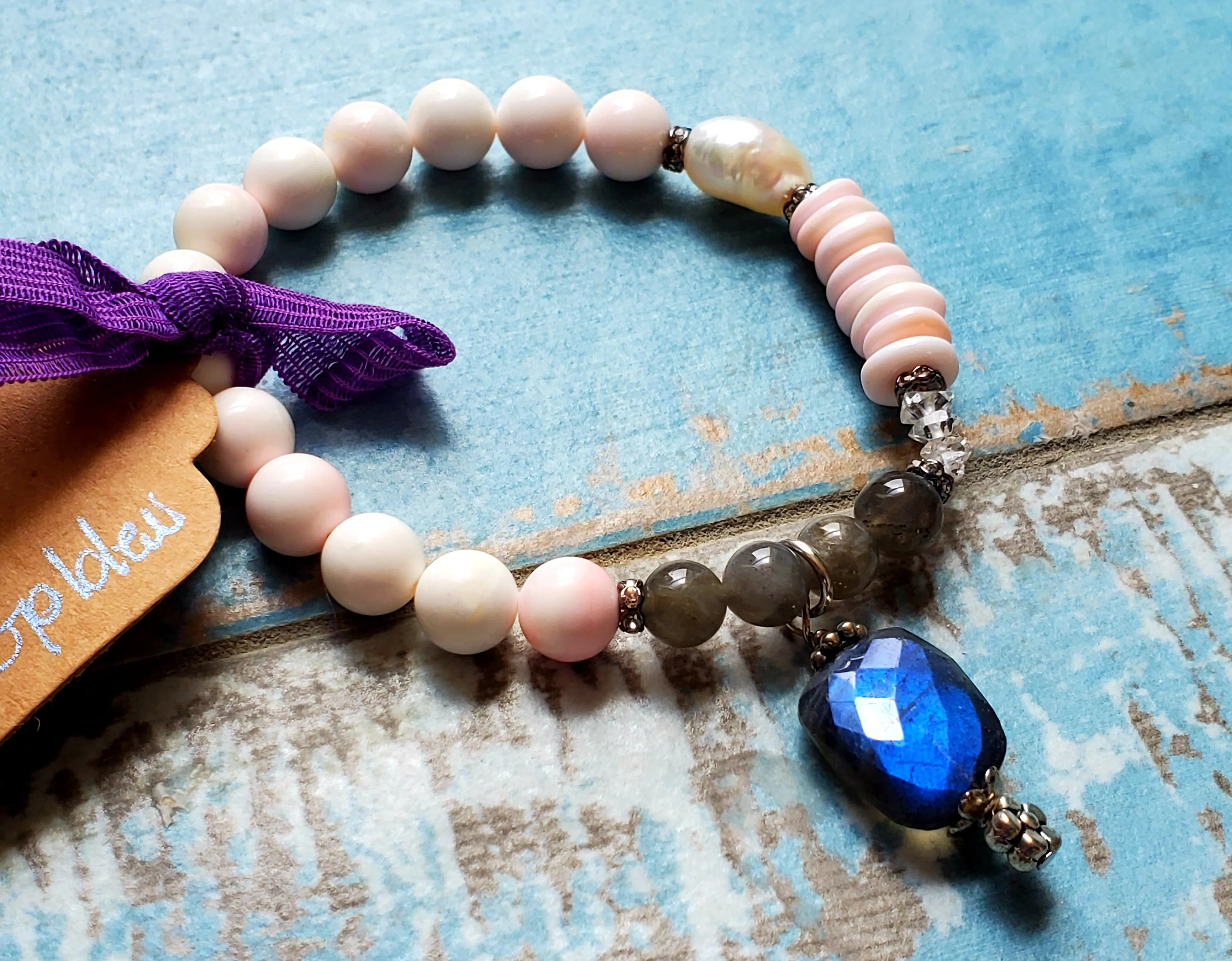 Labradorite and Herkimer Diamond Bracelet