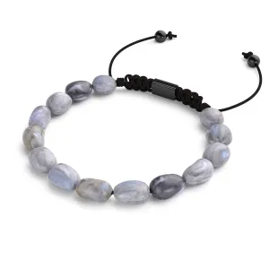 Labradorite | Gunmetal | Gemstone Pebble Macrame Bracelet