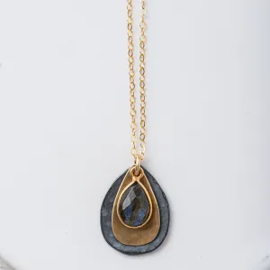 Labradorite Mixed Metal Petal Necklace
