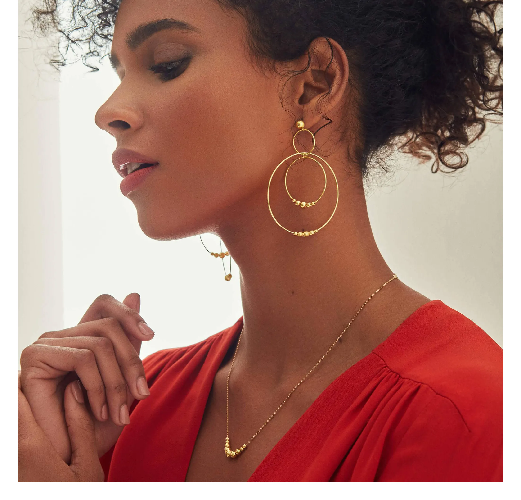 LAGOS Caviar Gold Three Circle Bead Drop Earrings