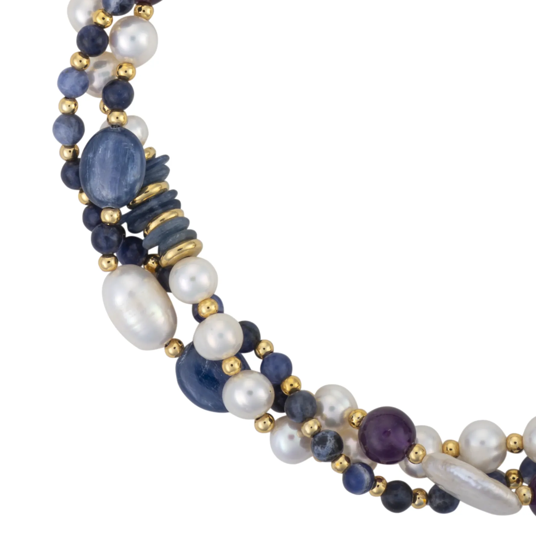 Lapis, sodalite, and pearl necklace