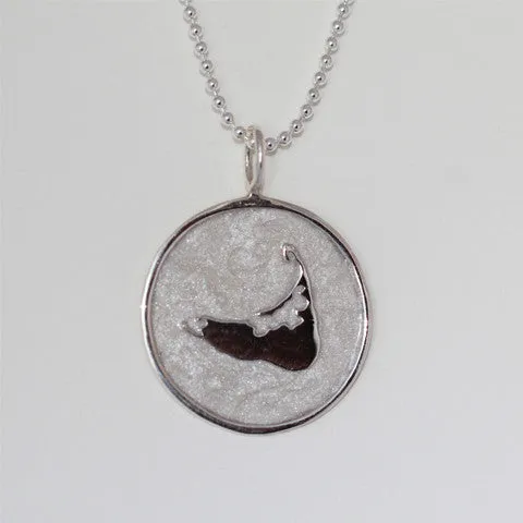 Large Enamel Island Charm in Pearlized White