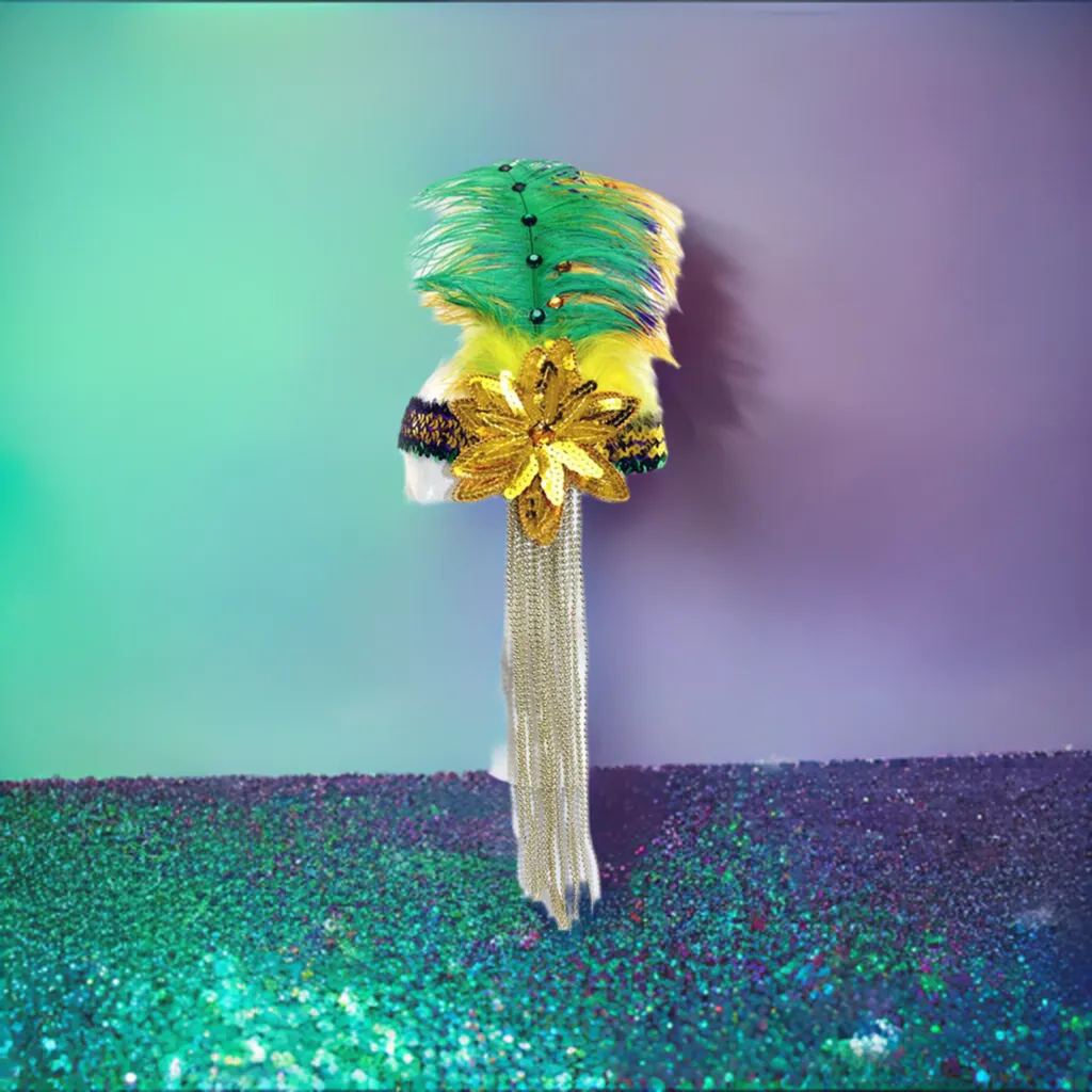 LARGE PEACOCK FEATHER SEQUIN HEADBAND