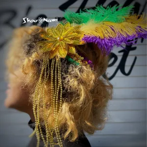 LARGE PEACOCK FEATHER SEQUIN HEADBAND