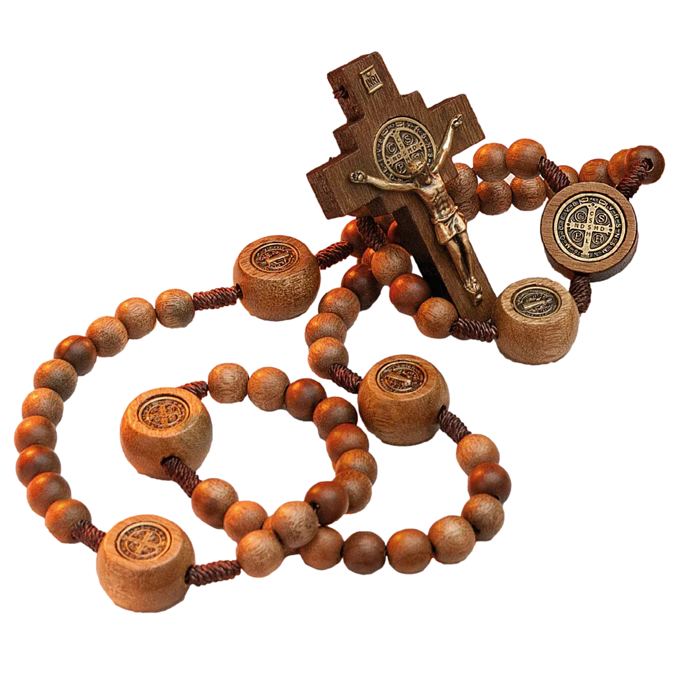 Large Saint Benedict Italian Wood Rosary 10mm