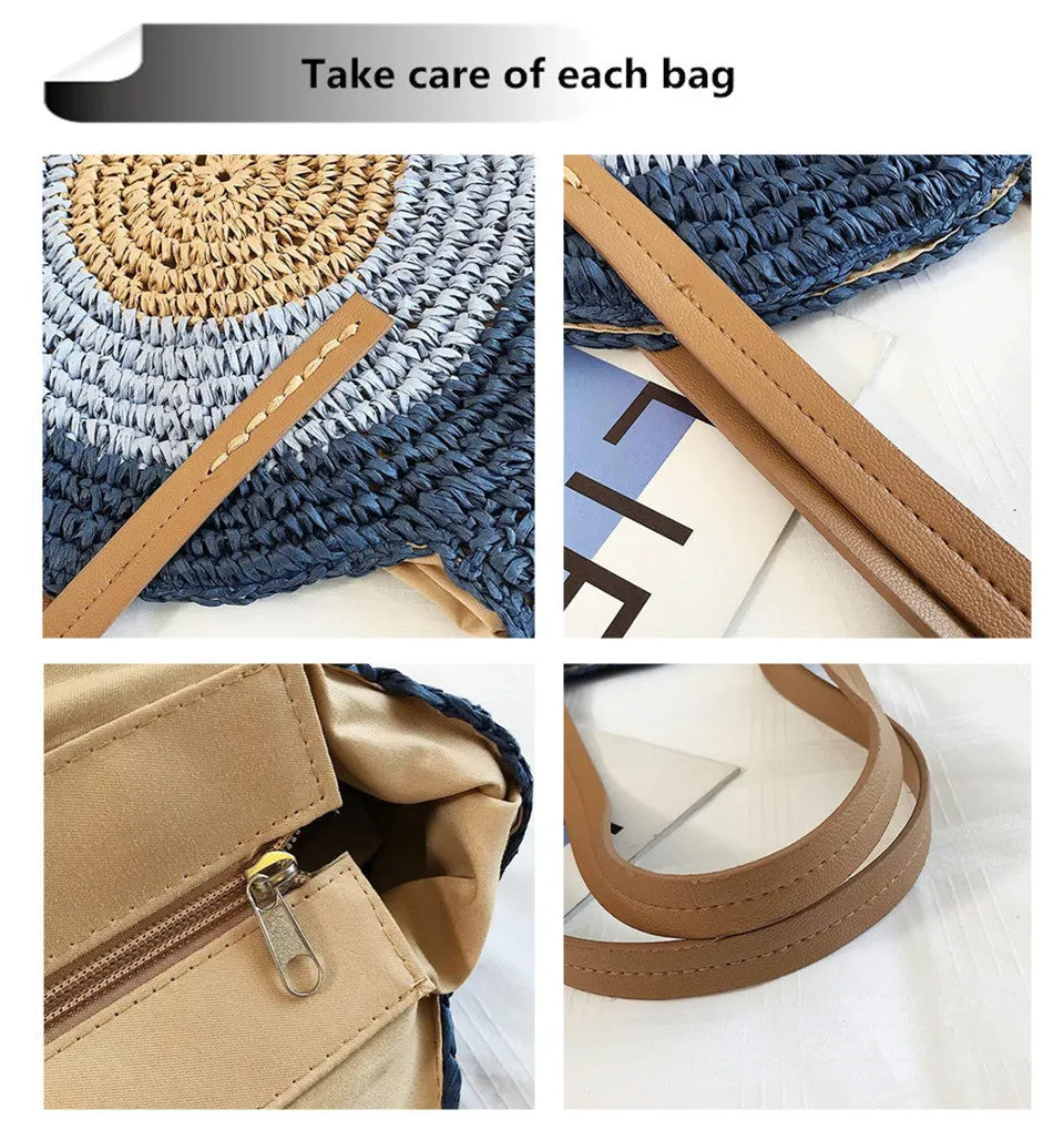 Large Woven Round Boho Bag – Statement Straw Tote