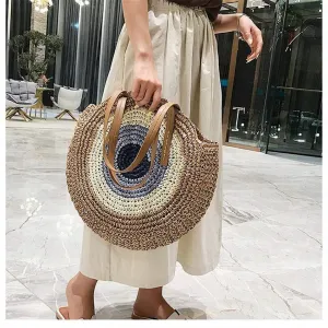 Large Woven Round Boho Bag – Statement Straw Tote