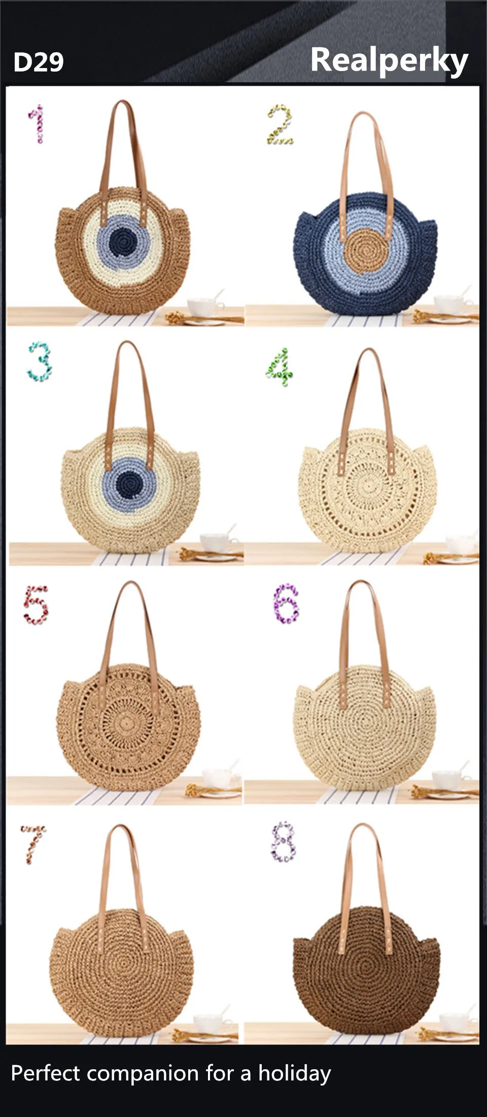 Large Woven Round Boho Bag – Statement Straw Tote
