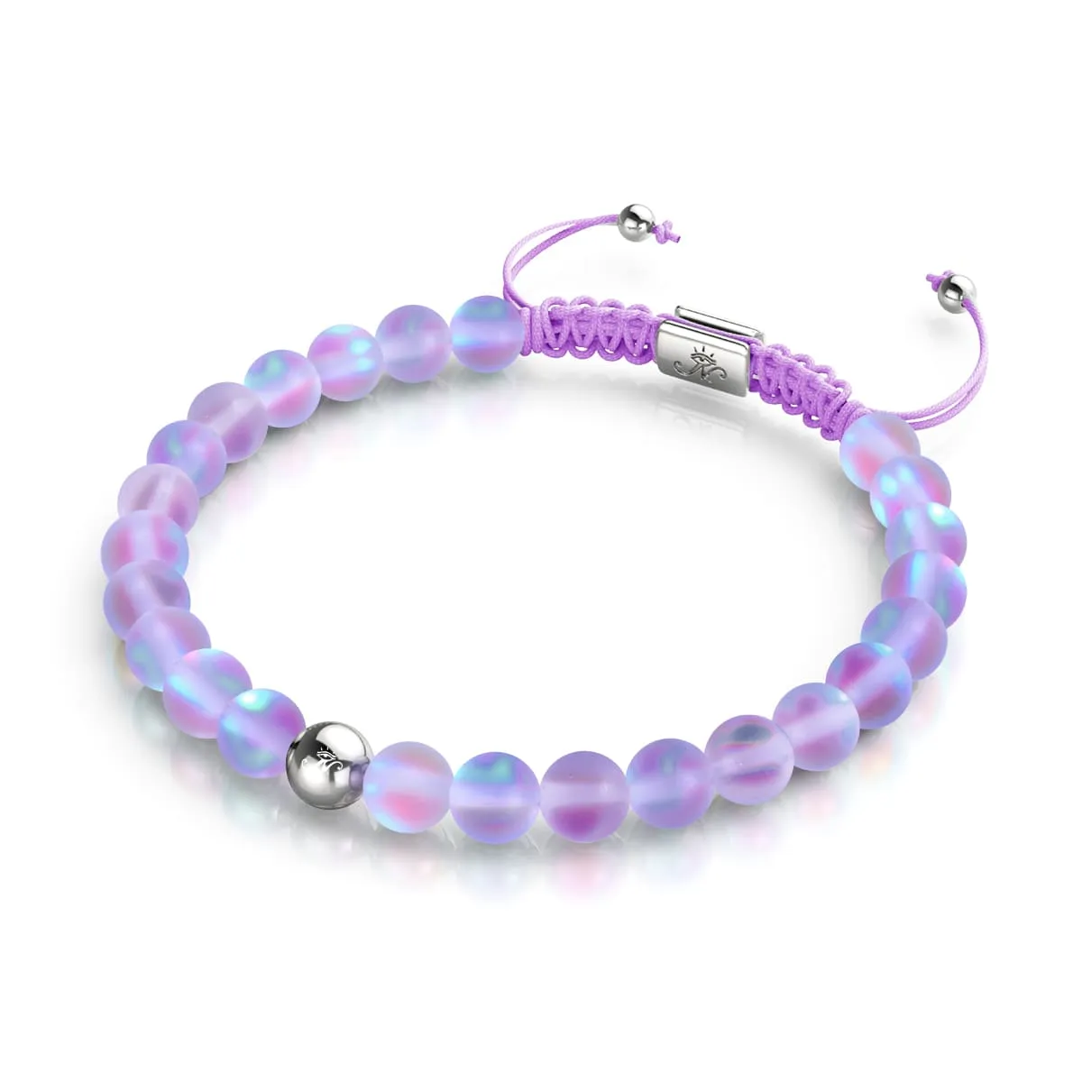 Lavender | Silver | Mermaid Glass Macrame Bead Bracelet