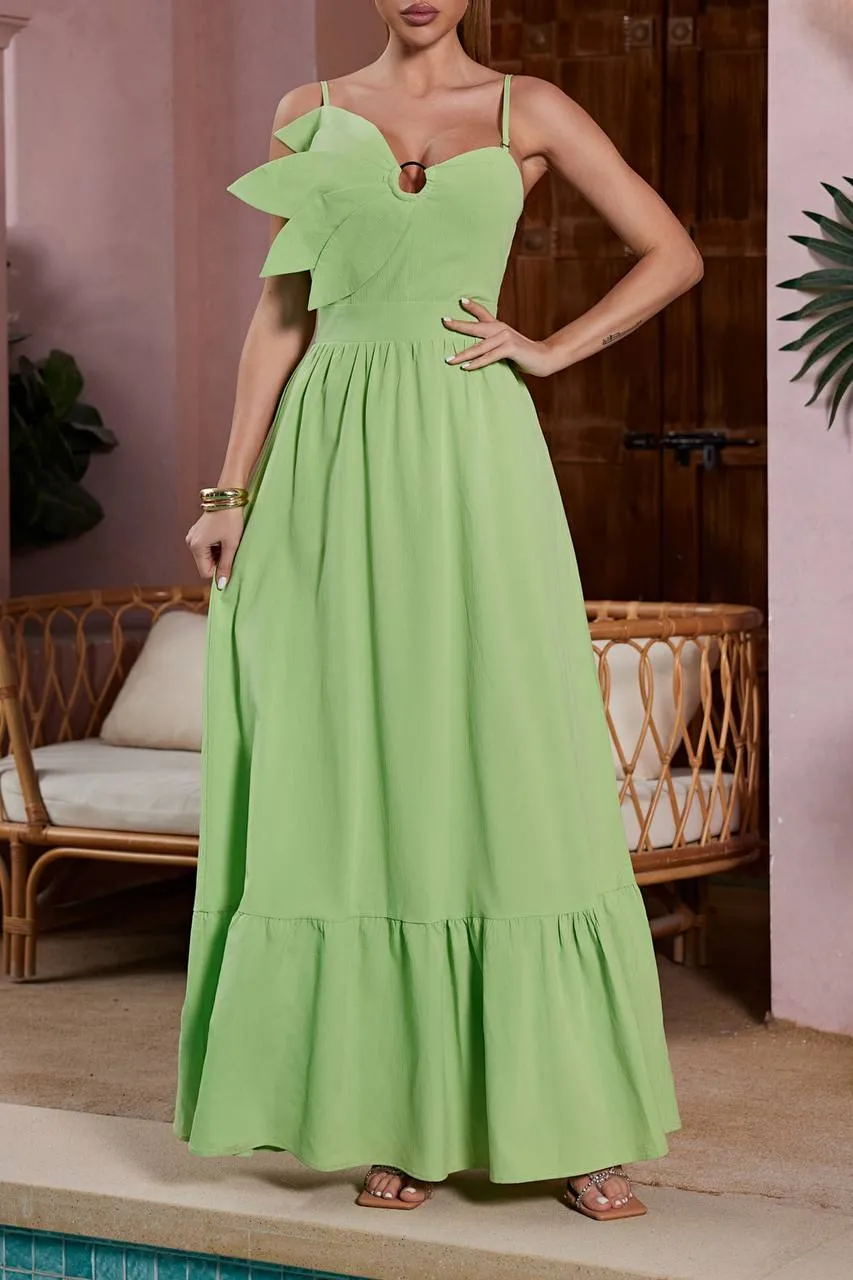 LEAF CASCADE MAXI DRESS