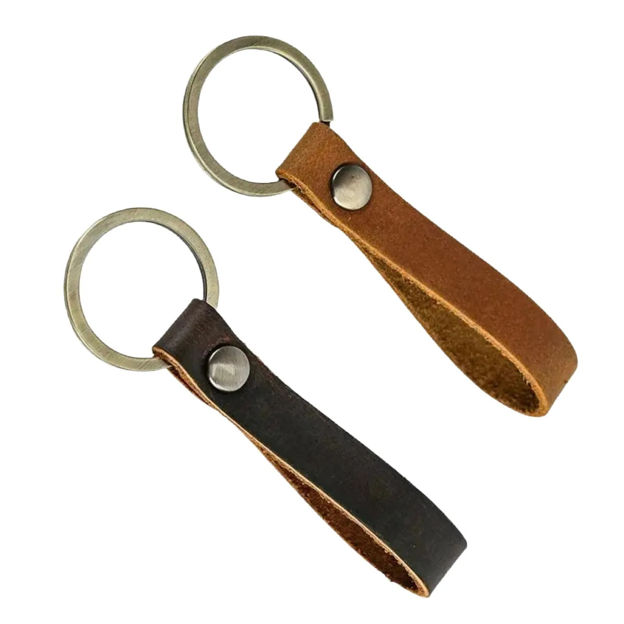 Leather Keychain in Dk Brown