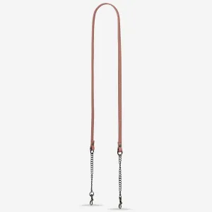 Leather Strap With Chain - Dusty Rose