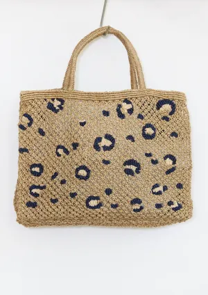 Leopard Print Jute Bag