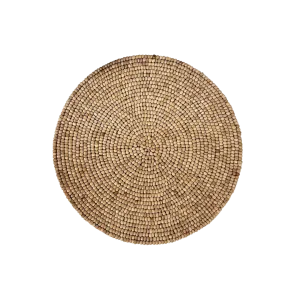 Light Oak Round Wooden Beaded Placemat