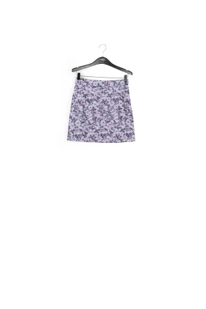 Lilac mini skirt with metallic floral motif