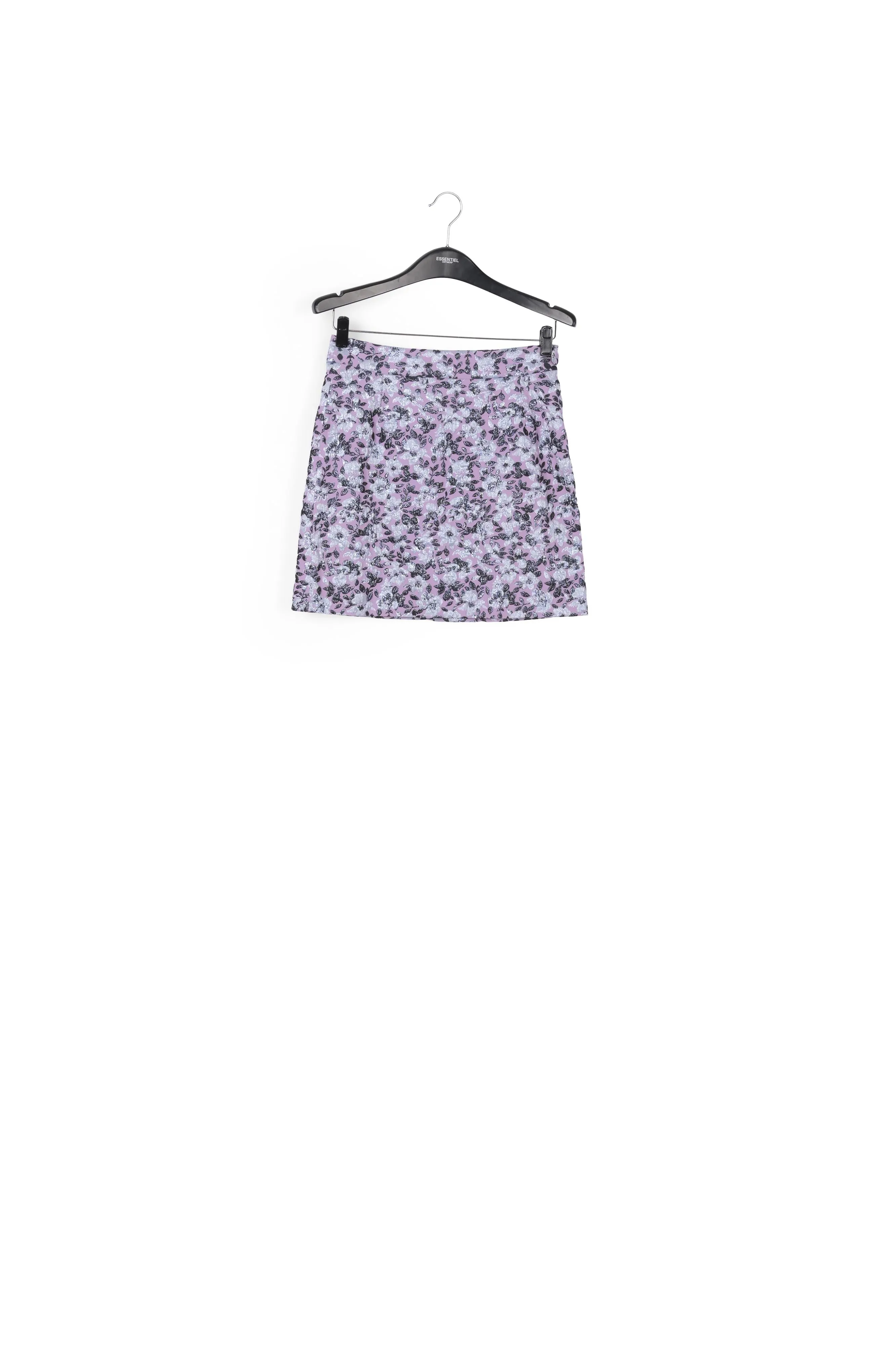 Lilac mini skirt with metallic floral motif