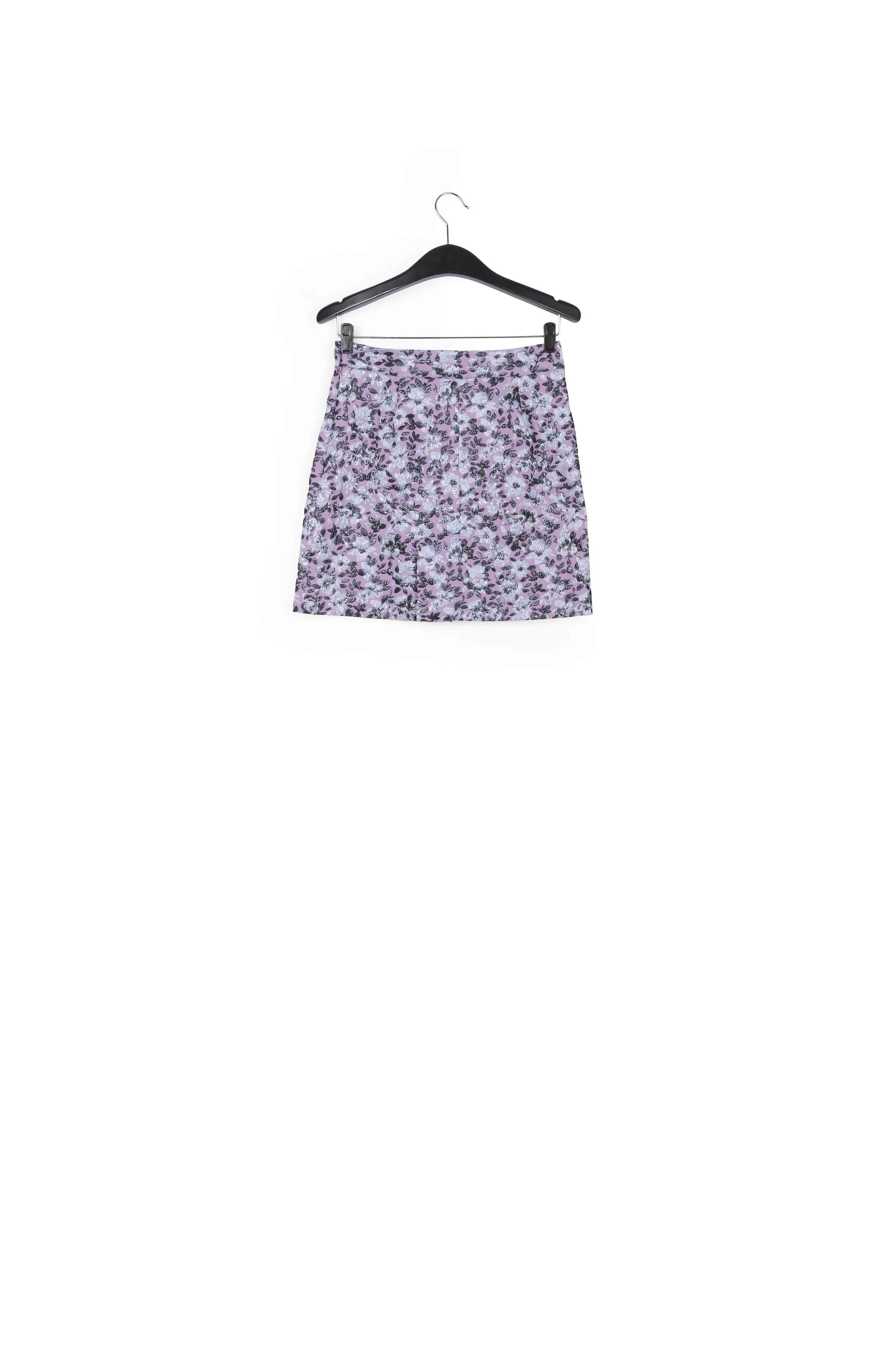 Lilac mini skirt with metallic floral motif