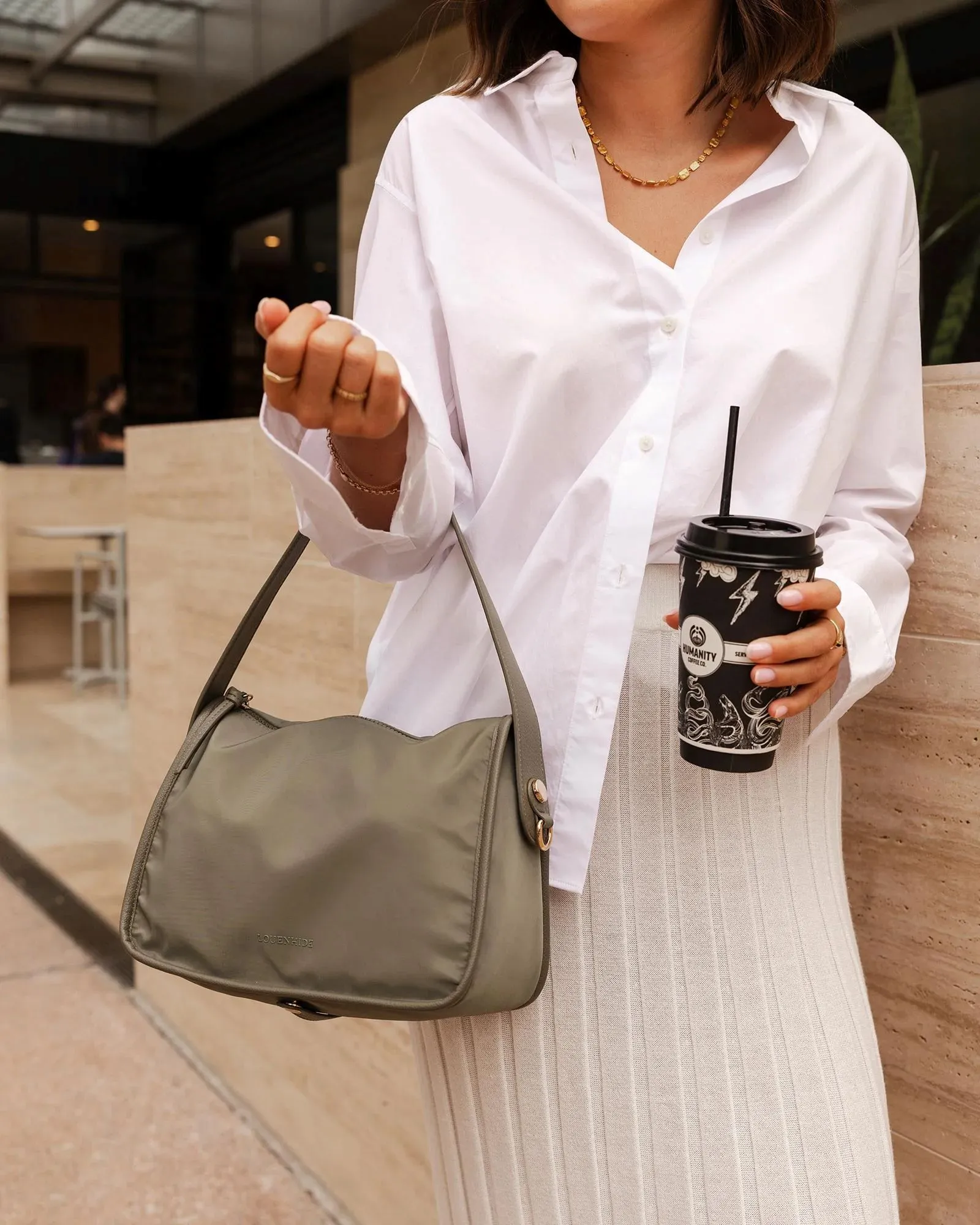LOUENHIDE Milan Nylon Crossbody Bag - Khaki