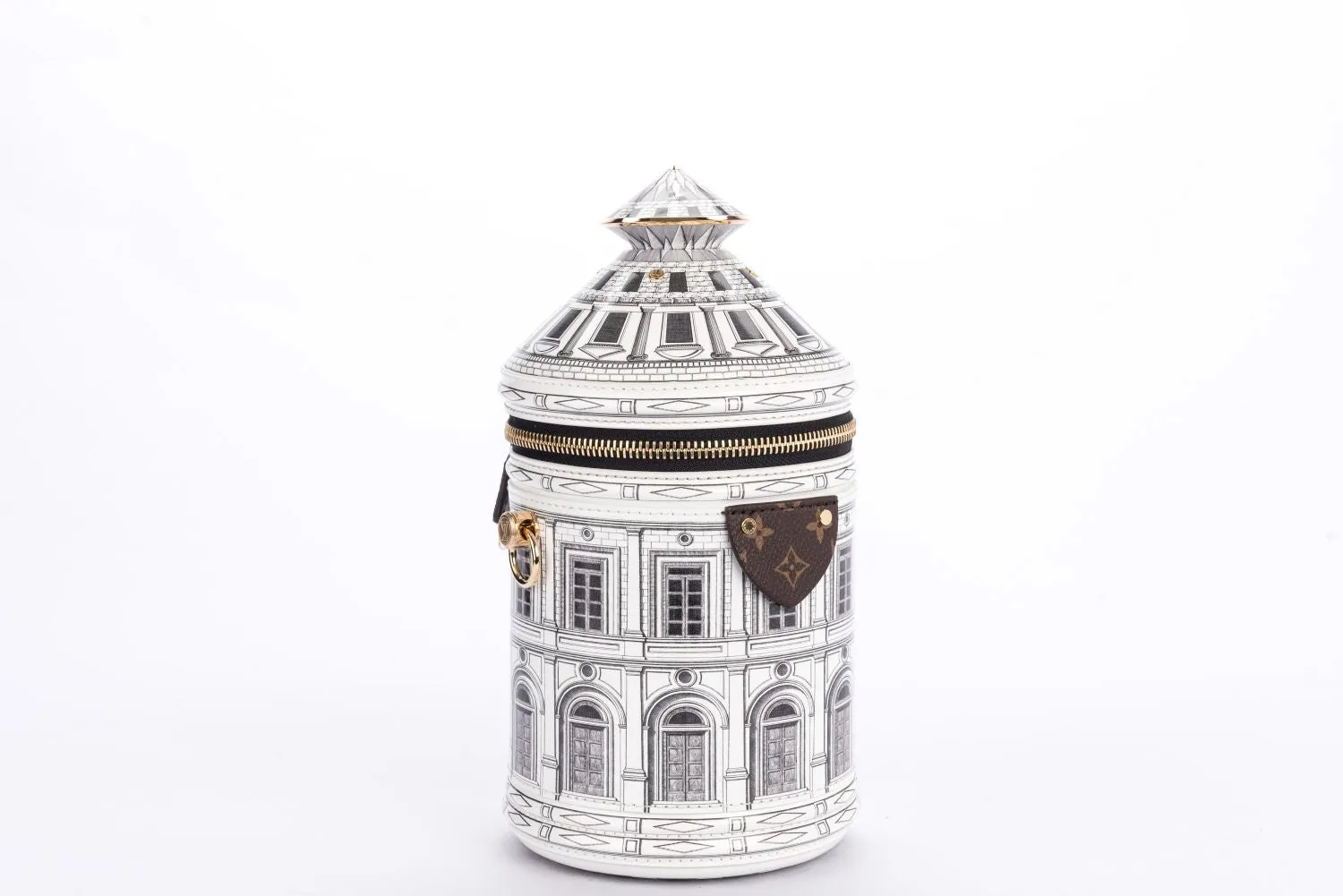Louis Vuitton Fornasetti Cannes Vase Architettura Handbag (M59143), Gold Hardware, with Strap, Gold Chain, Lock, Keys, Dust Cover & Box