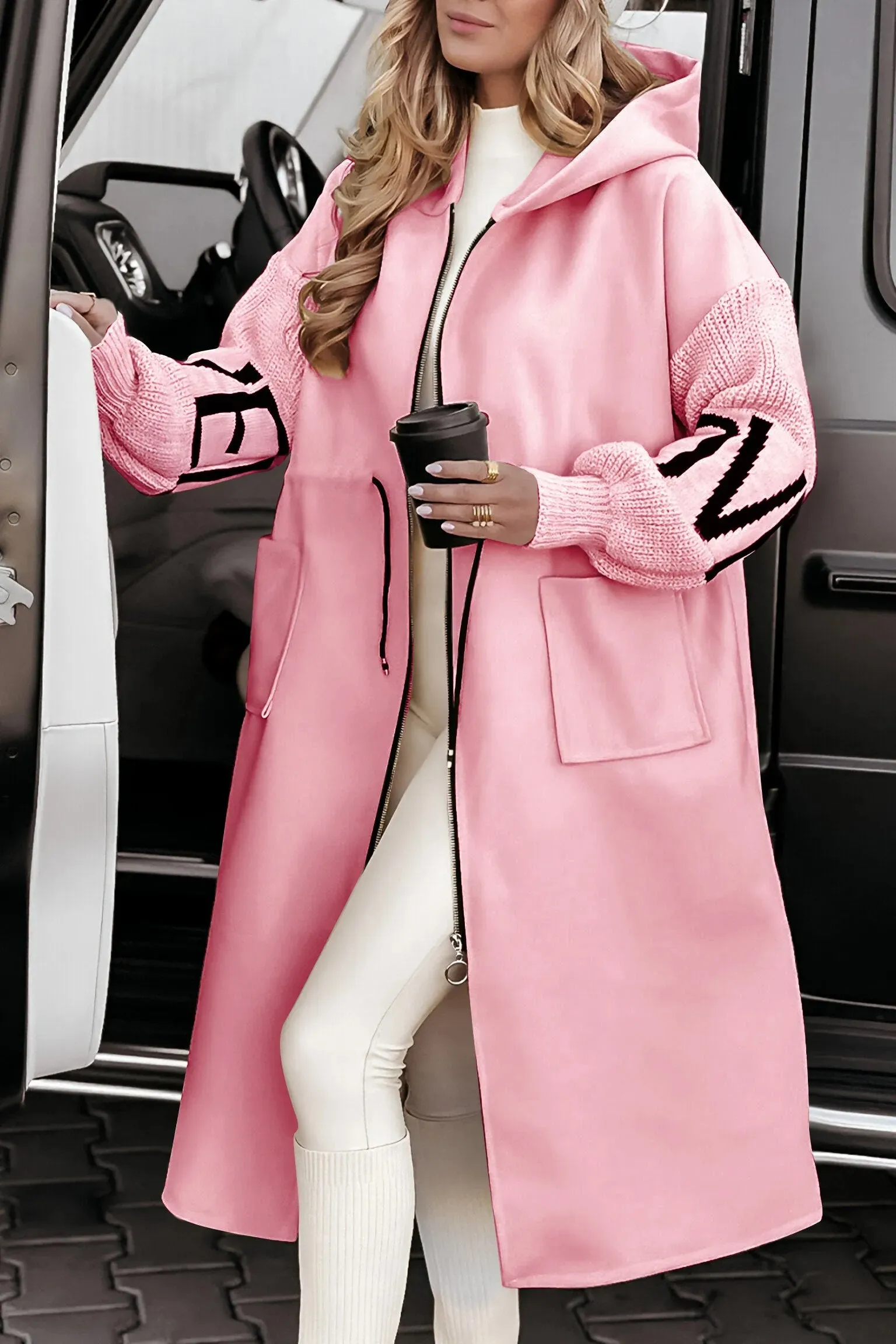 Luna | Women's Hooded Long Sleeve Knit Patchwork Casual Jacket
