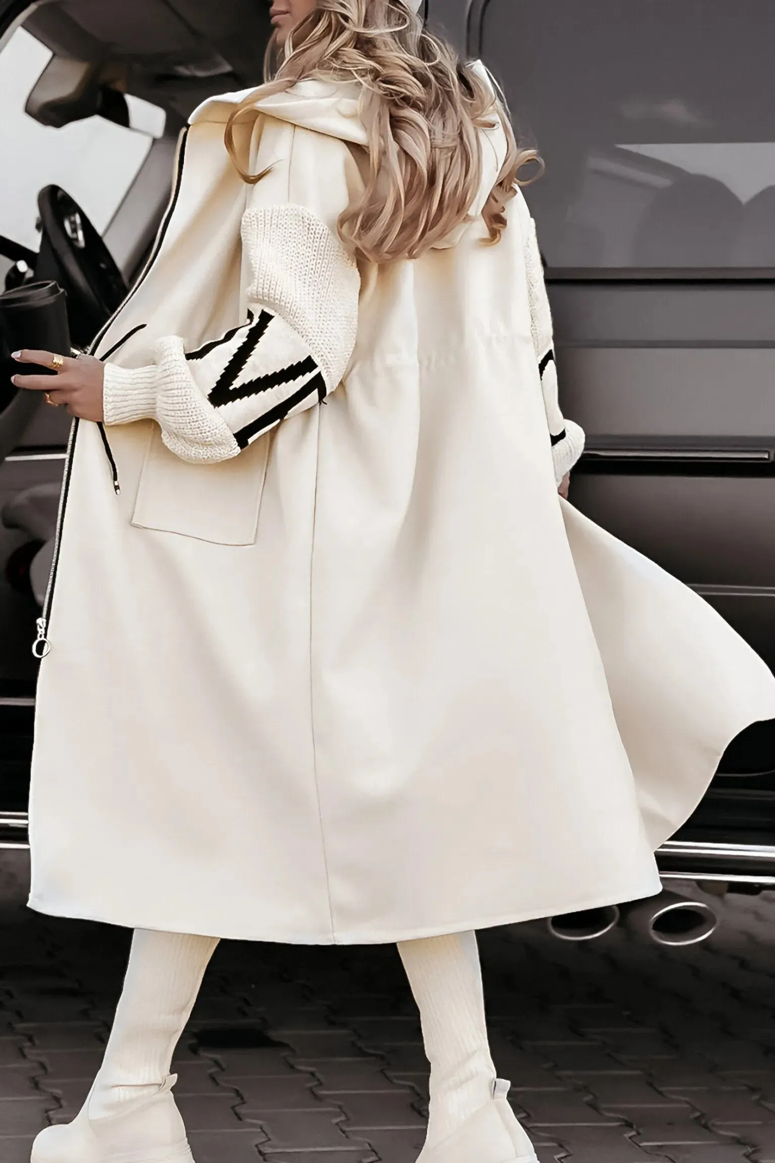 Luna | Women's Hooded Long Sleeve Knit Patchwork Casual Jacket