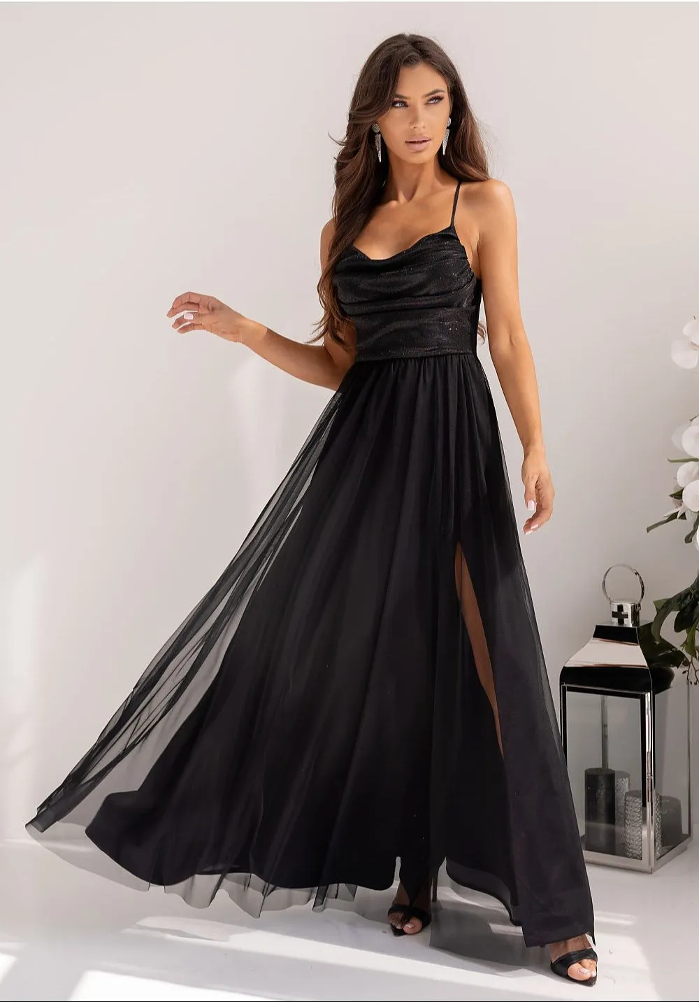 Luxurious sequin fabric evening dress