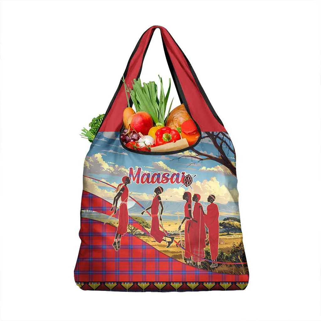 Maasai Adumu Dance Grocery Bag Shuka Pattern - Kenya Safari LT15
